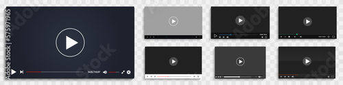Set of video player windows frame on a transparent background