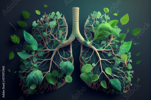 Nature Lungs With Leaves Inside, Green Lungs Of Planet Earth. Environment, Ecology. Generative AI