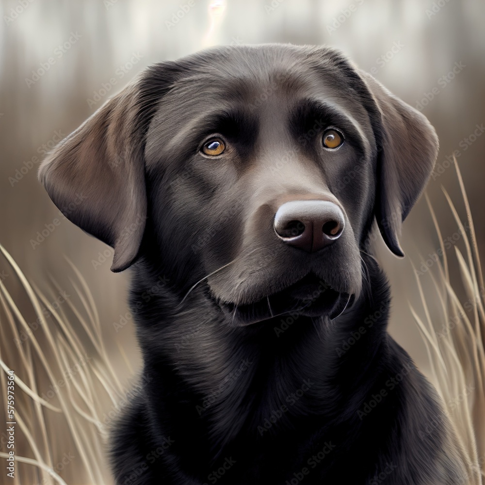 Hunting dog black helper nature hobby recreation abstraction background, Generative AI Hunting dog black helper nature hobby recreation abstraction background, Generative AI