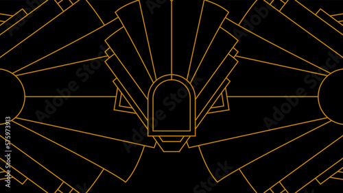 Golden Art Deco Line Background. Retro Luxury Vintage Art Minimalist Border Pattern Geometric Line Graphic Design