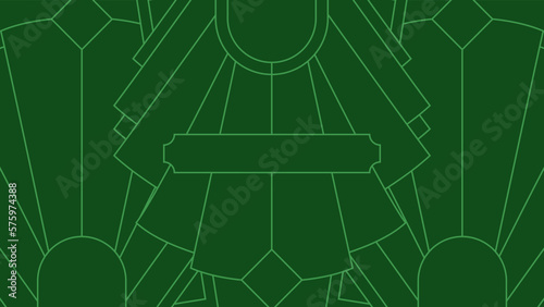 Green Art Deco Line Background. Retro Luxury Vintage Art Minimalist Border Pattern Geometric Line Graphic Design