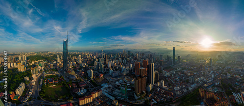 Aerial view The world's second tallest building PNB118 or Merdeka 118 during sunrise
