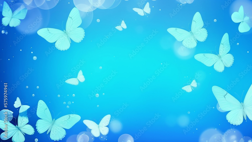 幻想的な蝶と美しい水色の背景のテクスチャ
Beautiful light blue background texture with fantastic butterflies