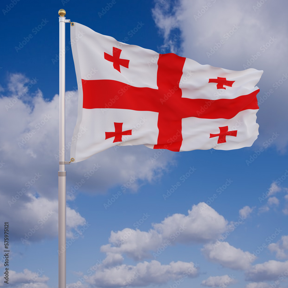 Flag of Georgia with Sky Background