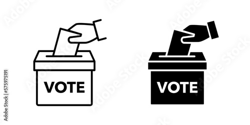 Hand voting ballot box icon. Election Vote concept. Simple line design. Logo Election Vote. Vector illustration.