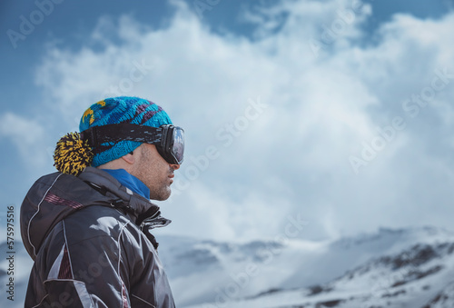 Active Man Enjoying Winter Landscape