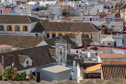 Aerial view of Sevilla from Las Setas De Sevilla (Sevilla Mushrooms) center on sunny day, Andalusia, Spain photo