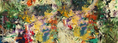 Hand draw digital painting abstract art panorama background colors texture design illustration..