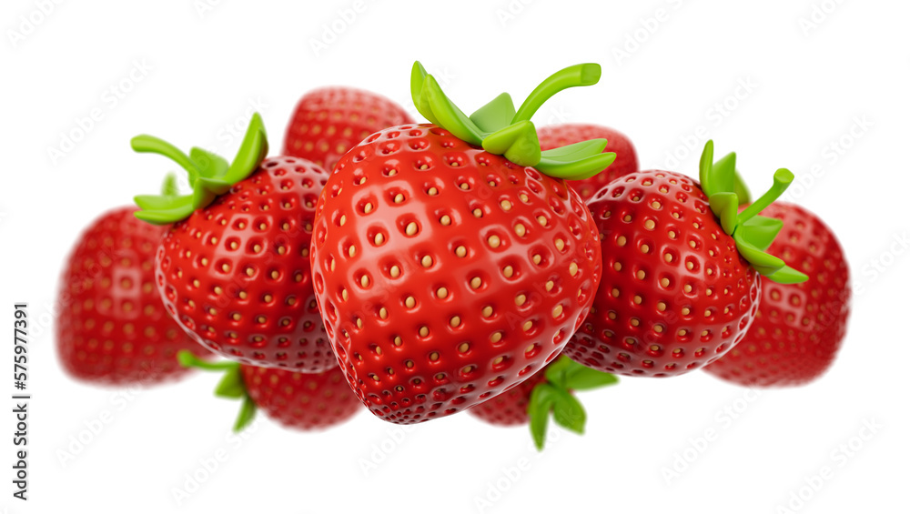 Strawberry many depth of field. 3D render illustration Strawberry many depth of field. 3D render illustration