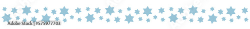 Seamless border garland with blue stars of David for Passover, Pesach, Hanukkah and other Jewish holidays Isolated vector and PNG illustration on transparent background.