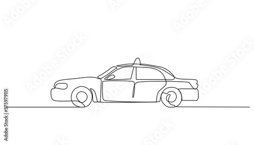 Obraz na płótnie Continuous line art or one line drawing a taxi for vector illustration, public transportation