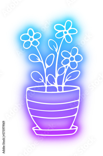 Fototapeta Naklejka Na Ścianę i Meble -  Set of Plant Pot neon