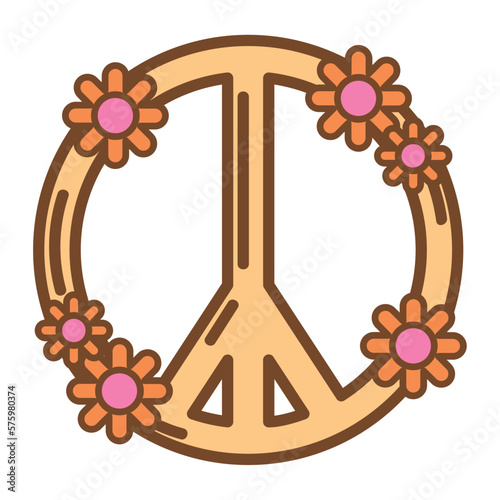 peace and flowers retro
