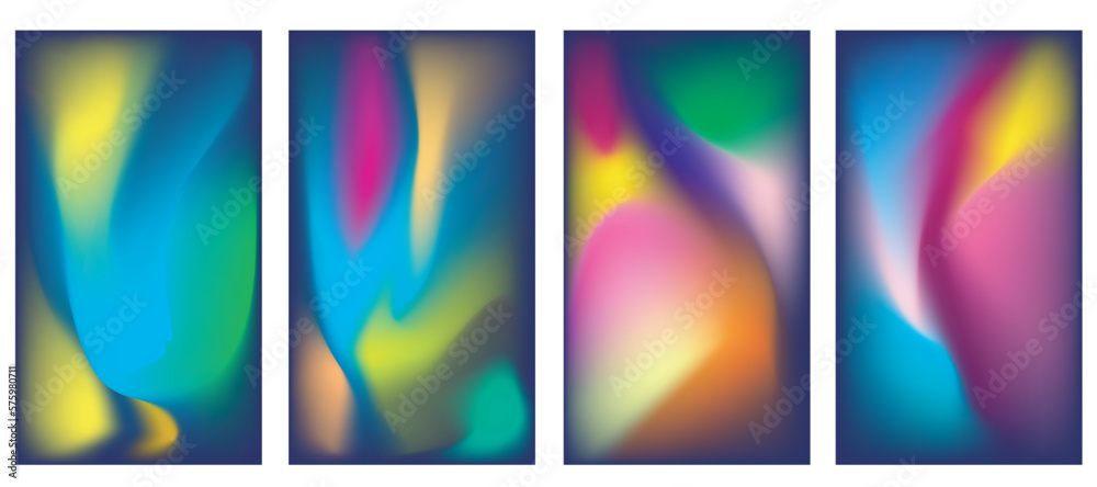 Design backgrounds set with modern abstract blurred color gradient patterns. Templates collection for brochures, posters, banners, flyers and cards. Vector illustration.
