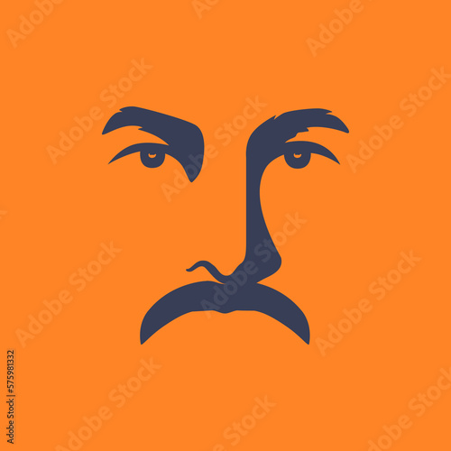 portrait face people old man mustache noose eyes focus logo design vector