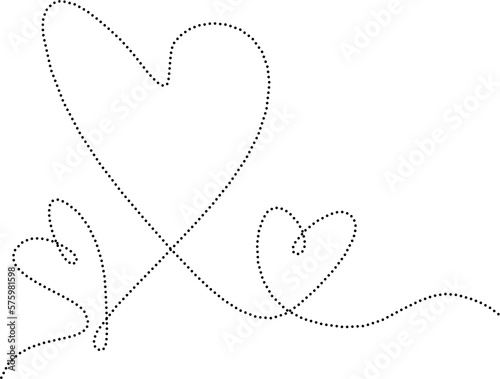 Dotted line heart for romantic love or valentine