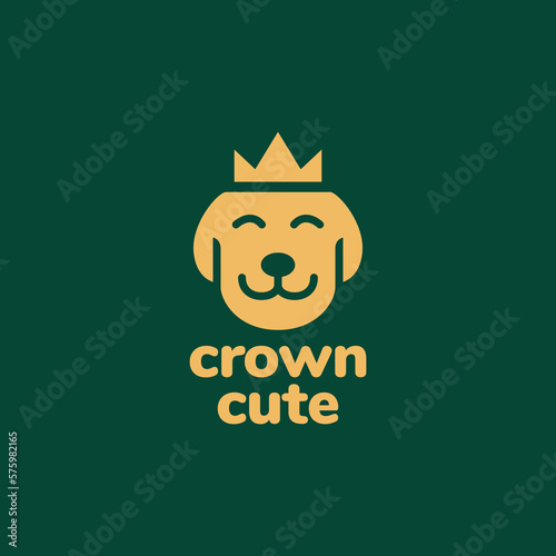 animal pets dog bull smile crown mascot modern logo design vector