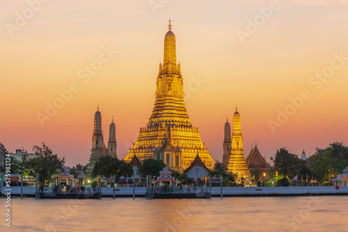 Temple of dawn or Wat Arun, the famous travelling place  in Bangkok, Thailand.  photo