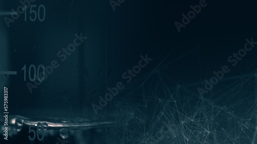 Blue Motion Graphic Collage Background Chemical Beaker Glass and Plexus Elements photo
