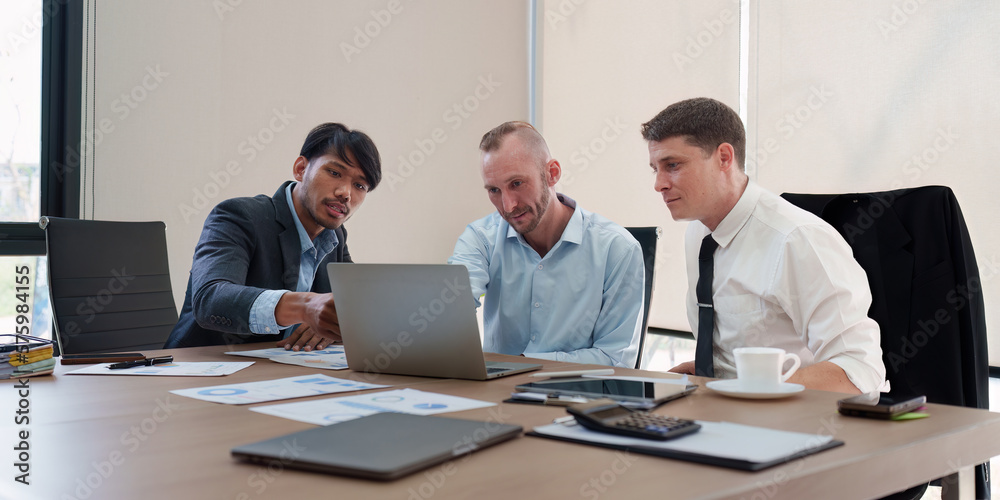 Group of Business financial with finance reports to analyze big data, balance sheet, strategy at meeting room. Group of Business financial with finance reports to analyze big data, balance sheet, strategy at meeting room.