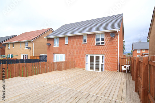 Back garden with wooden decking