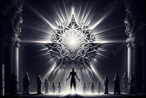 Murais de parede A mysterious cult attempting to summon a powerful god-like being, Digital Art St