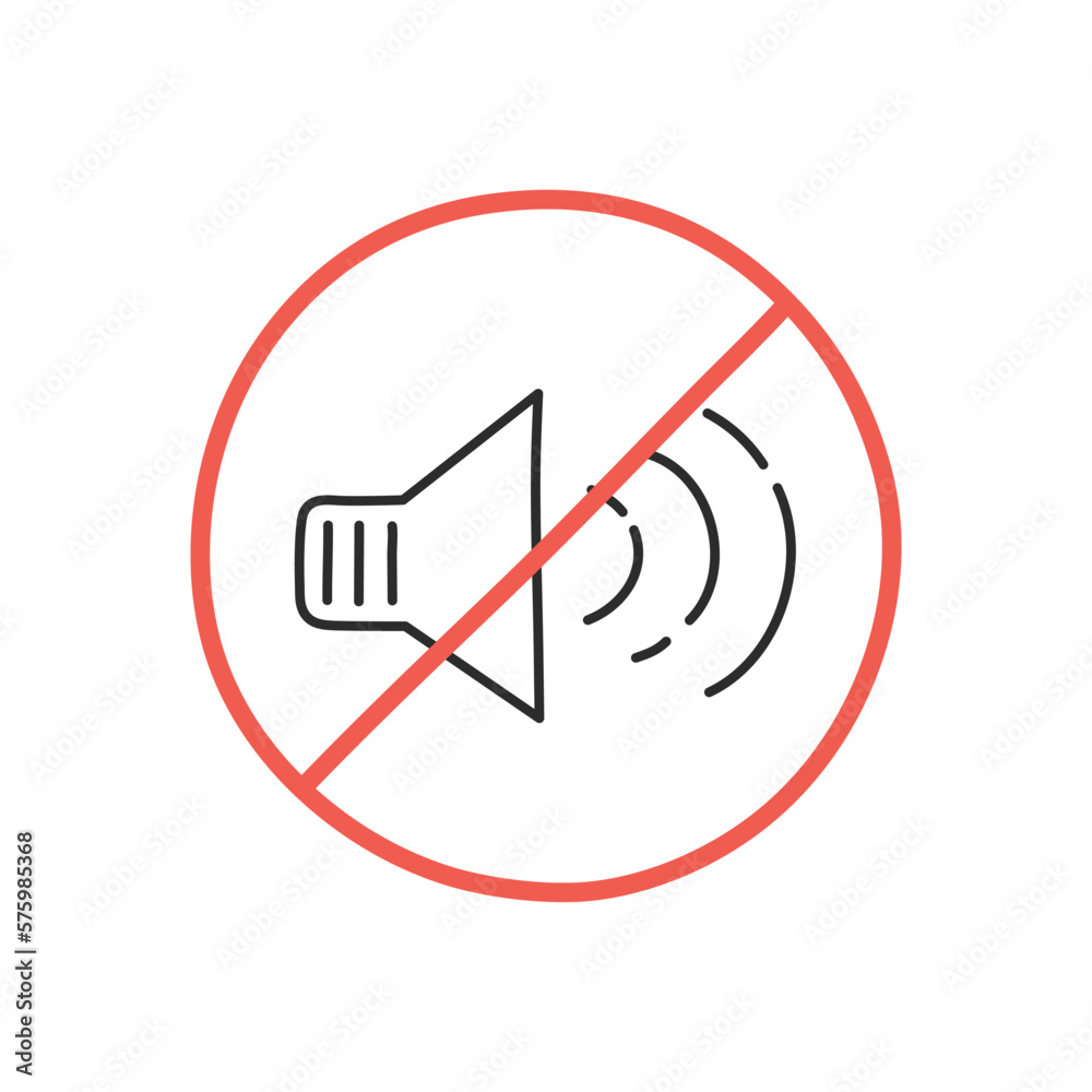 No loud noises icon. Volume off symbol. Hand drawing design style. Vector. No loud noises icon. Volume off symbol. Hand drawing design style. Vector.