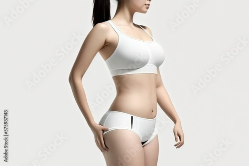 Body of fitness woman, Exercise workout, white cloth (Ai generated)
