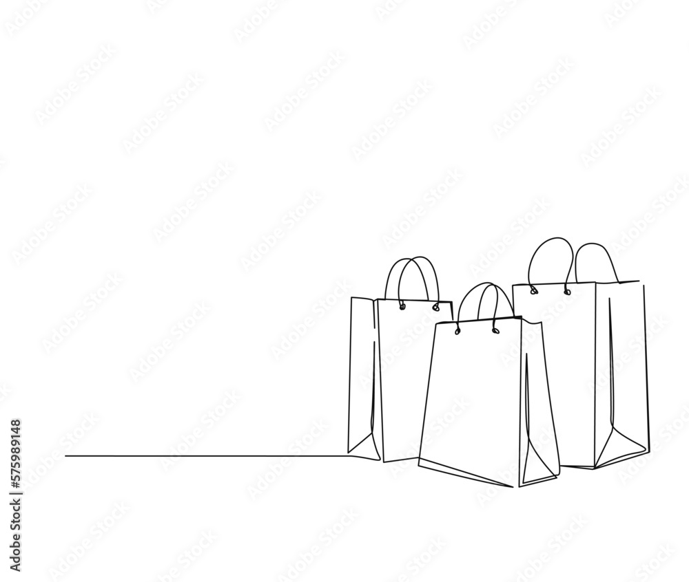 Paper Bag with Handles. Vector Drawing Stock Vector - Illustration of  consumerism, handle: 66236334