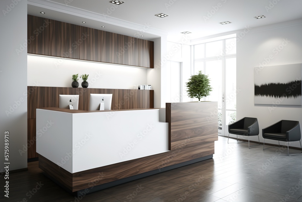 reception desk in a modern office interior Stock Illustration | Adobe Stock