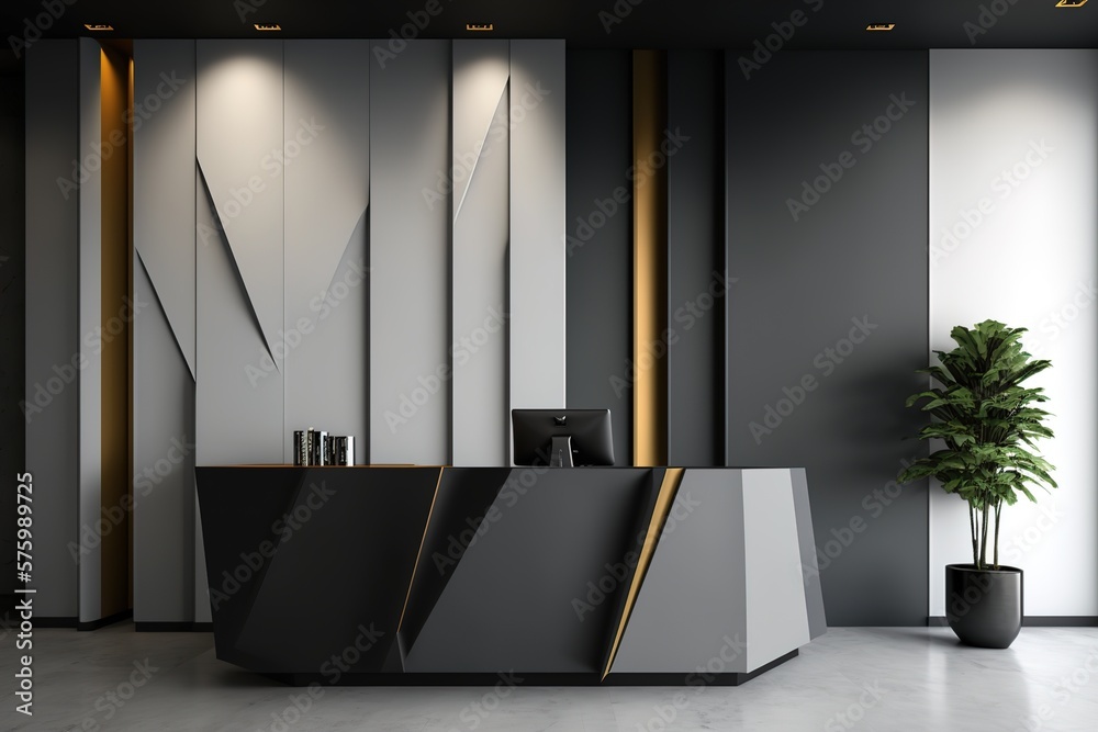 reception desk in a modern office interior Stock Illustration | Adobe Stock