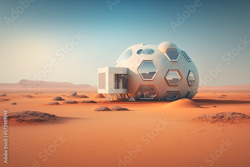 Foto Futuristic architecture house on a Mars environment