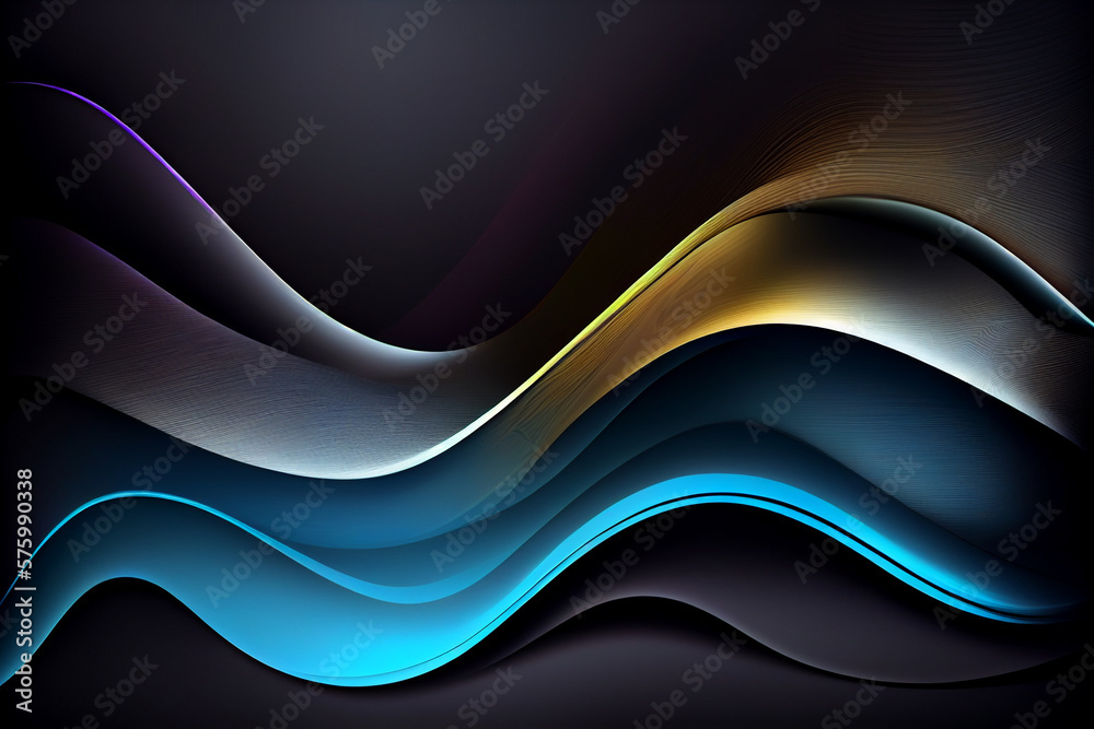 Smooth abstract gradient black gray and blue dark colorful wave wallpaper design. Generative AI Smooth abstract gradient black gray and blue dark colorful wave wallpaper design. Generative AI