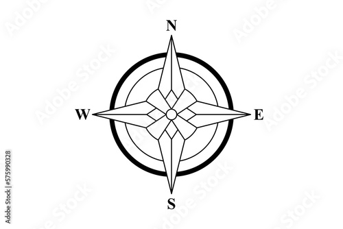 Minimalist Compass Rose (Full Transparent PNG - Only Black Color)