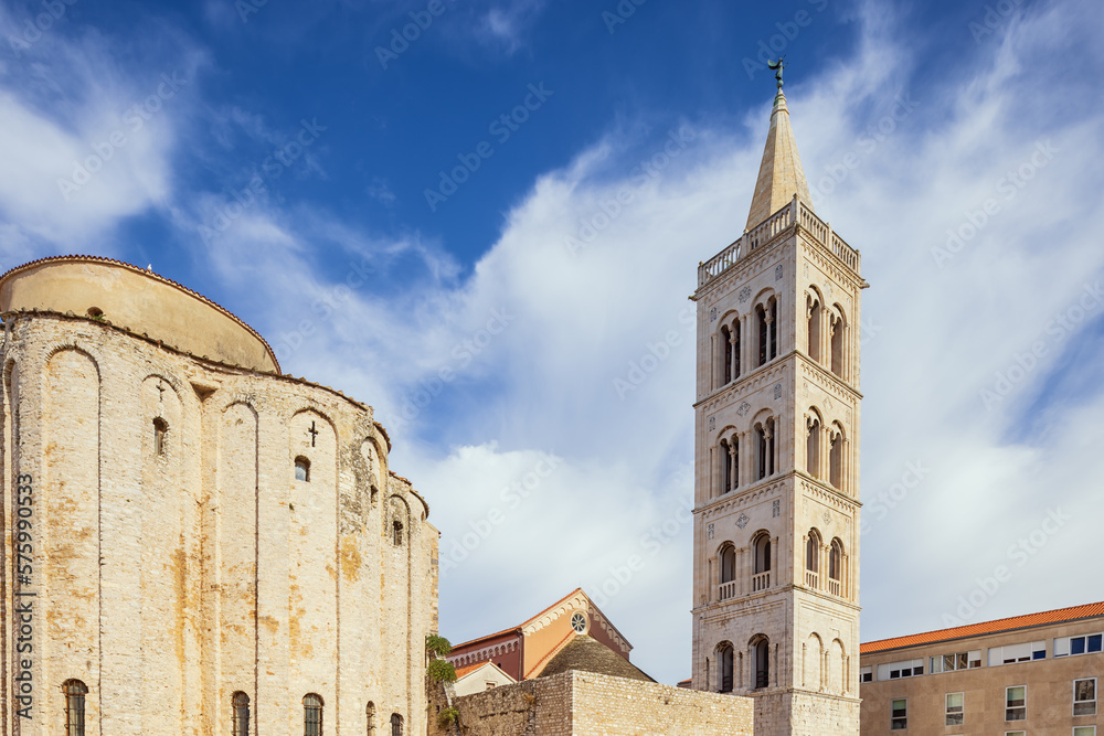 The Cathedral tower and the Church of St. Donatus originally named Church of the Holy Trinity in Zadar