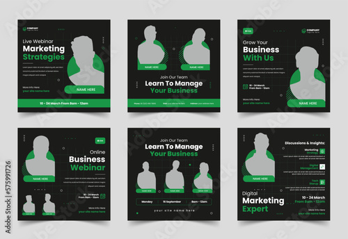 Digital marketing webinar social media post template, Live Webinar Banner, Business banner