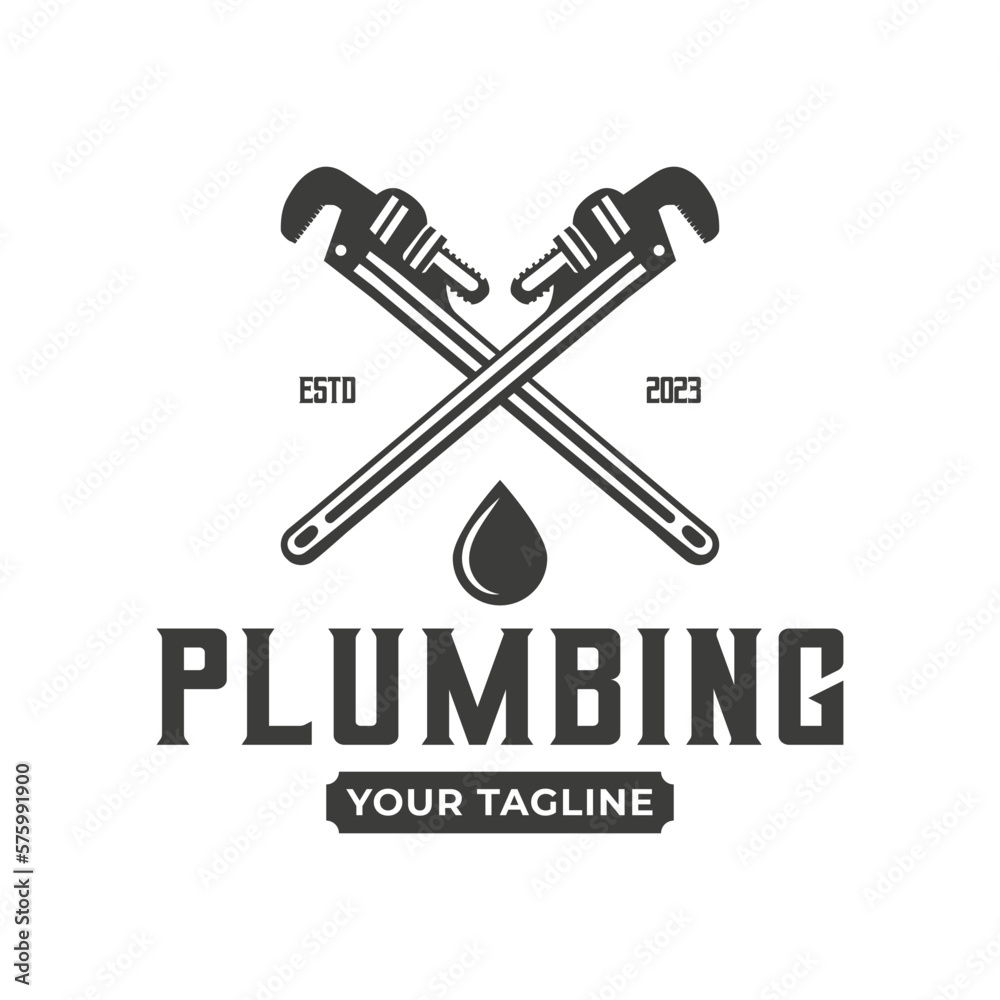 Plumbing logo template, in retro or vintage style