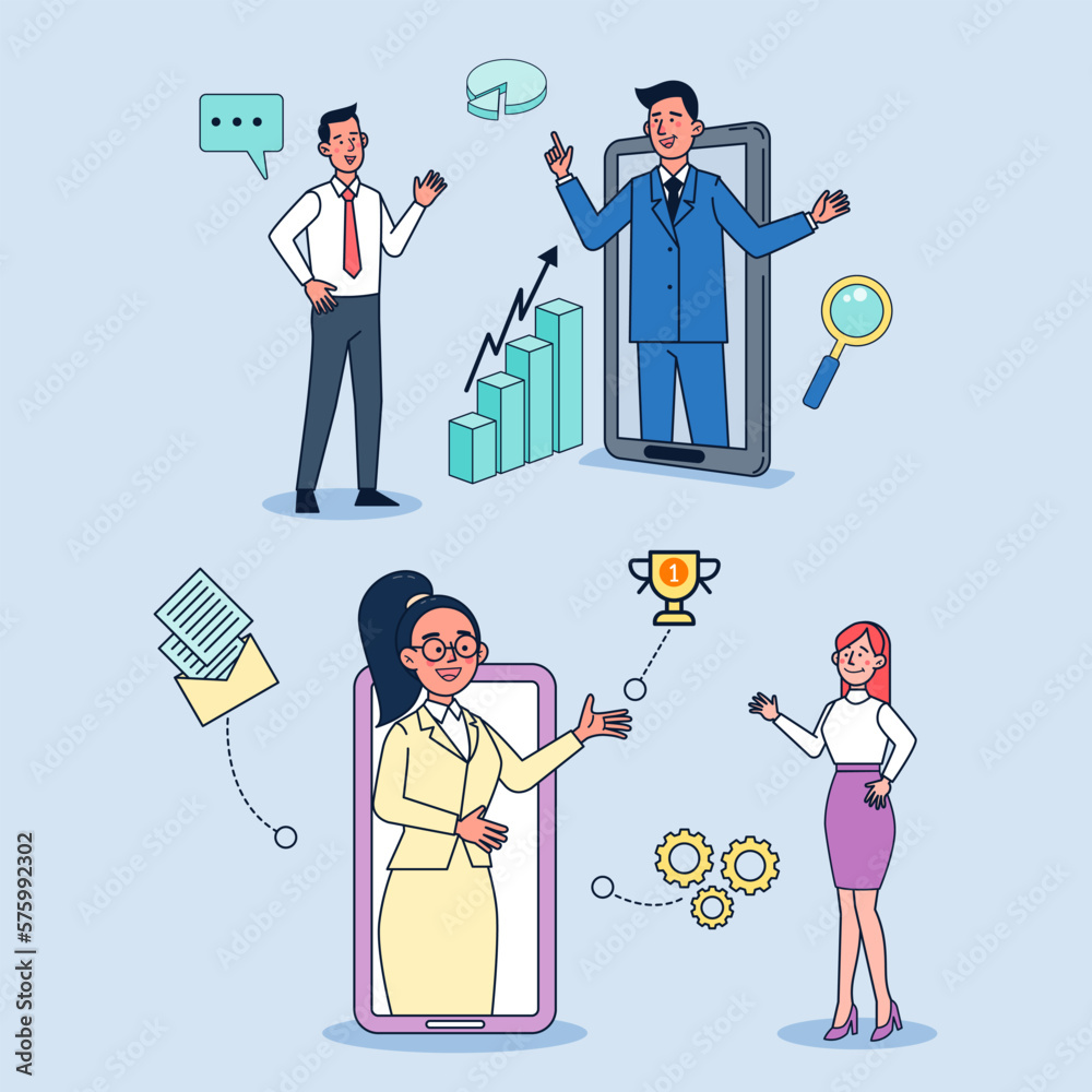 CEOs show employees the increase in operating results through video conferencing. CEOs show employees the increase in operating results through video conferencing.