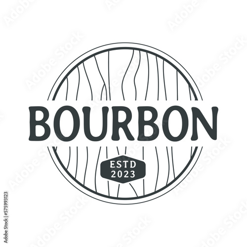 Bourbon Wooden Barrel Keg Emblem can be used for Classic American Beer Logo Design