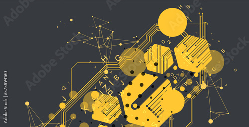 Abstract yellow hexagon futuristic background for design works.
