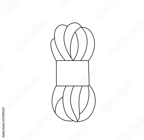 Vector isolated one single skein of thread yarn colorless black and white contour line easy drawing