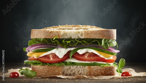 Illustration of a sandwich created with Generative AI technology