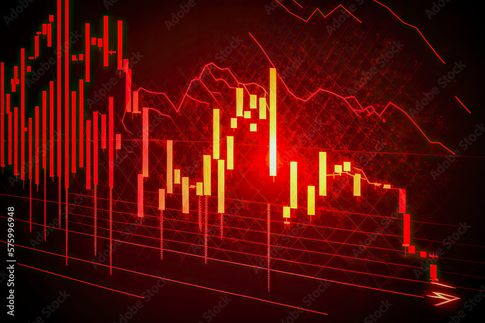 red crashing market volatility of crypto trading - obrazy, fototapety, plakaty 