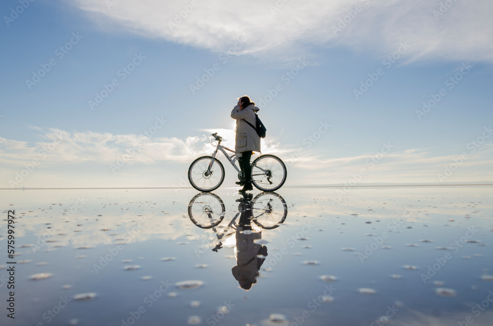 Fototapeta premium person riding a bike