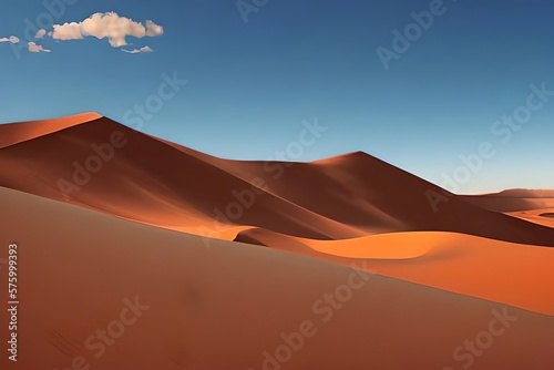 Abstract vivid colors landscape of desert mountains  dunes and sand. Colorful bright colors. Illustration. Generative AI