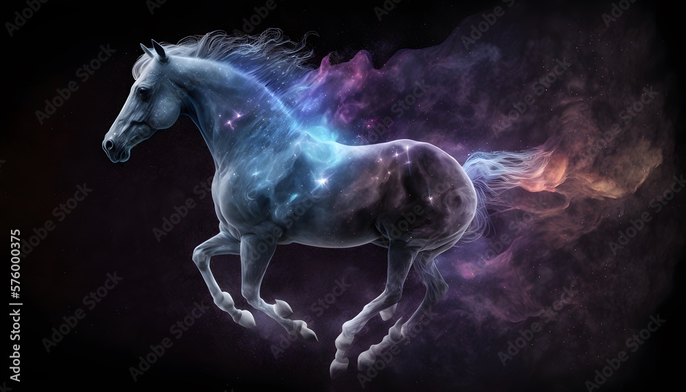 Astral horse run in galaxy - AI Generated