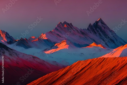 Colorful decorative abstract mountain wallpaper background. Generative AI © Pixel Matrix