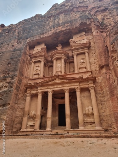 Wadi Musa, Jordan - February 21th 2023: The Treasury in Petra