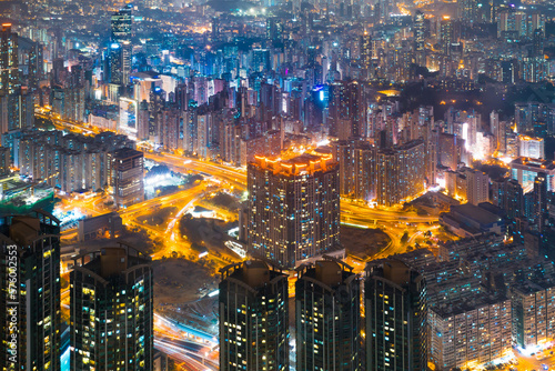 Canvas Print Hong Kong skyline view from Sky 100 observation deck,