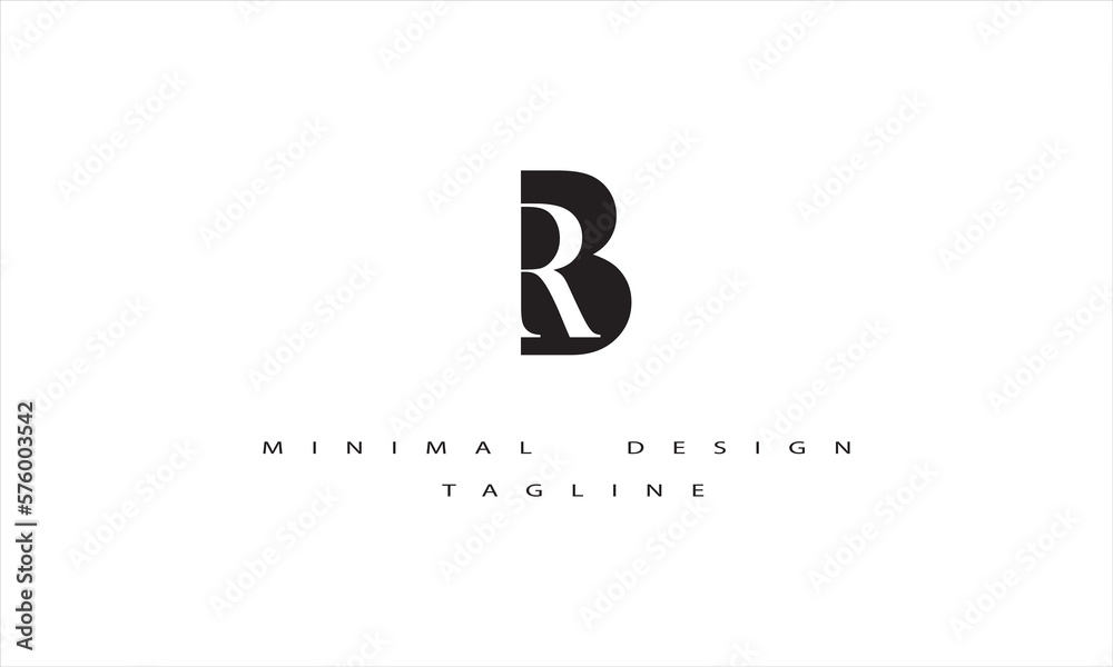 BR or RB Minimal Logo Design Vector Art Illustration - obrazy, fototapety, plakaty 